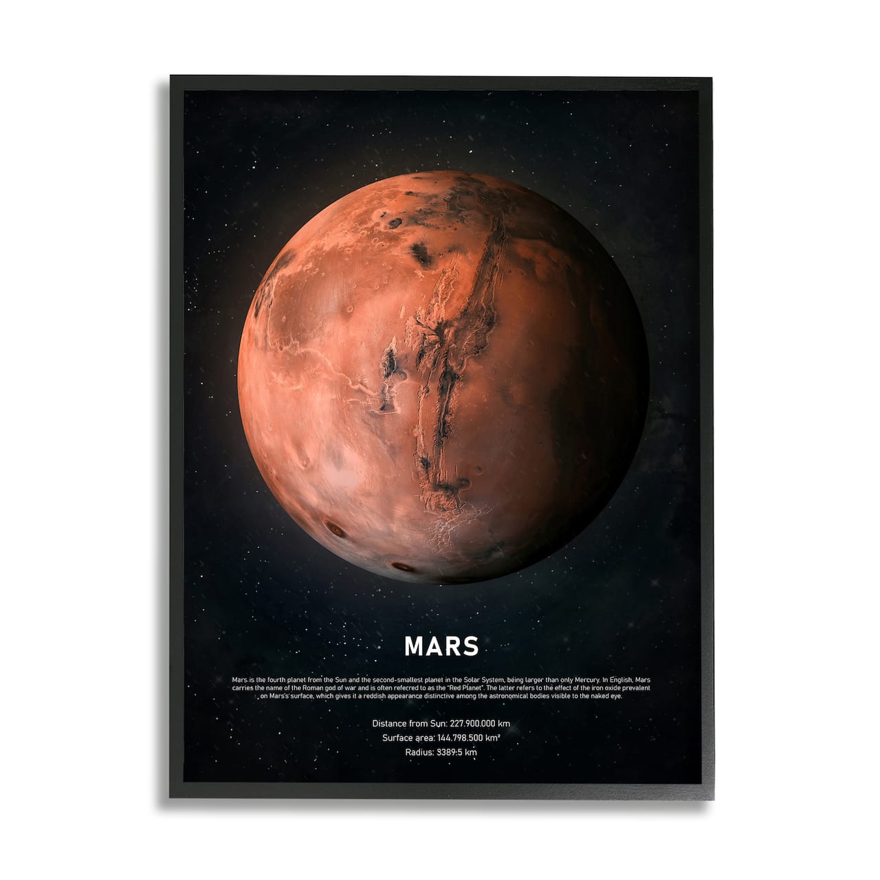 Stupell Industries Mars Red Planet Infographic Astrological Facts Outer Space in Black Frame Wall Art